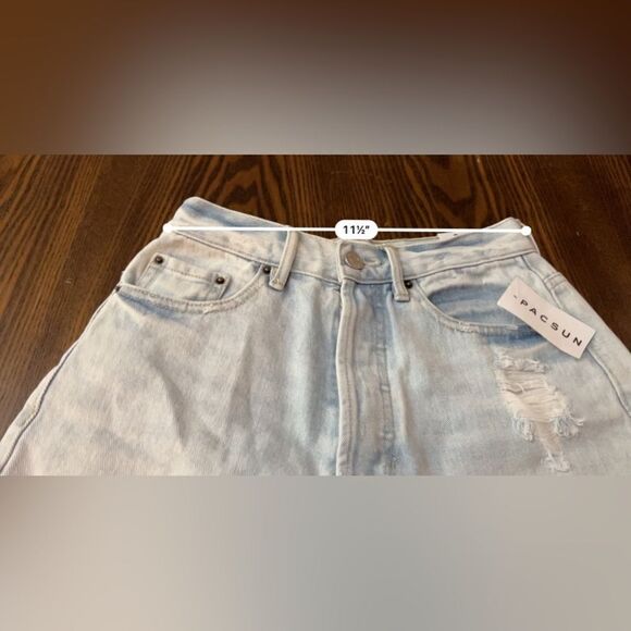 PacSun Light Blue Ultra High Waisted Vintage Denim Shorts size 24 NWT cotton - Picture 14 of 16